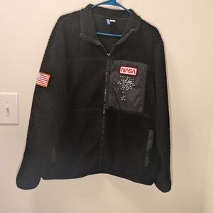 H&M Black Sherpa Zip-Up Sweater